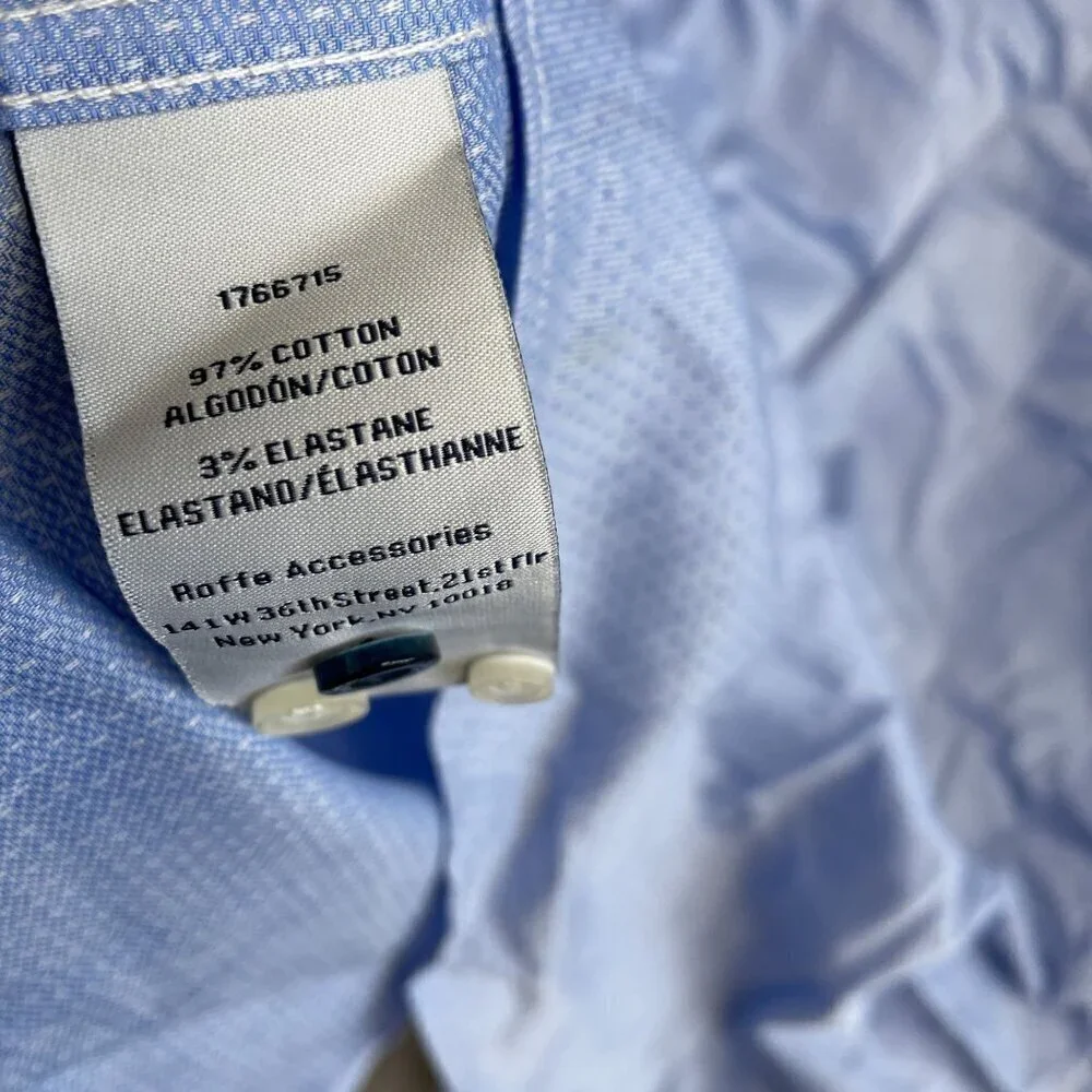 NEW Duchamp London Men's 18.5 XXL Slim Fit Dress Shirt Blue  Stretch Pattern